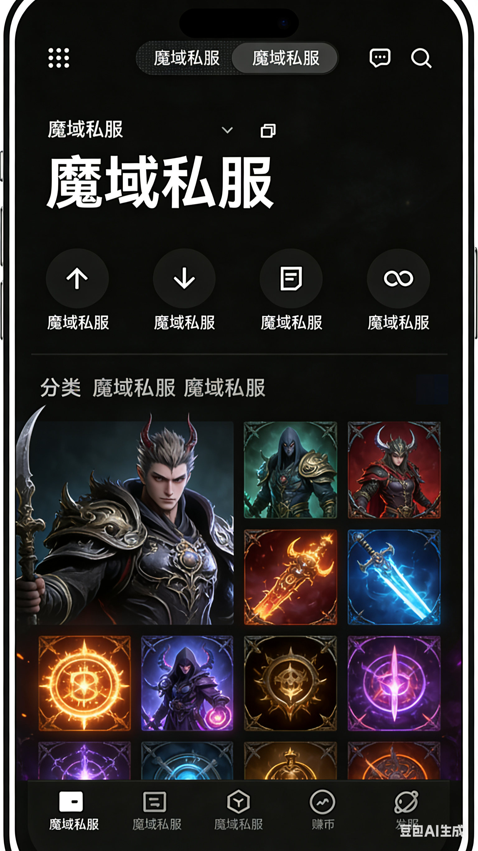 魔域私服互通手机端操作界面